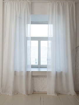 Шторы льняные Вуаль-2 цвет белый