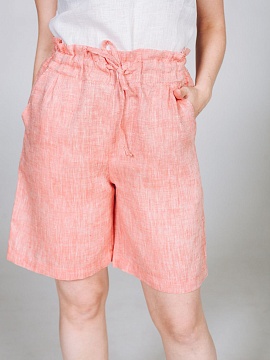 Шорты льняные Паола цвет меланж коралл