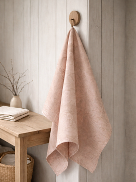 Полотенце льняное Розовые листья