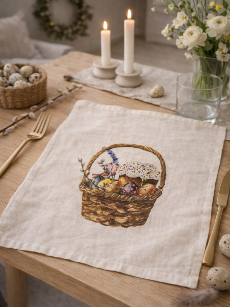 Салфетка льняная Пасхальные куличи