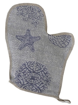 Рукавица для бани изо льна Море