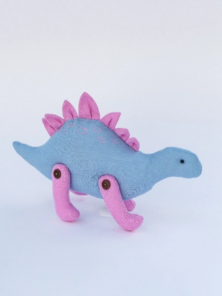 Льняной сувенир Динозавр голубой