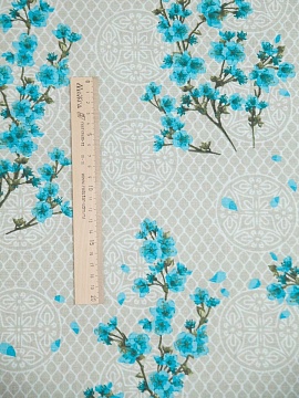 ОСТАТОК меньше метра Ткань льняная Цветущая сакура