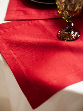 Салфетка льняная с мережкой Бордо