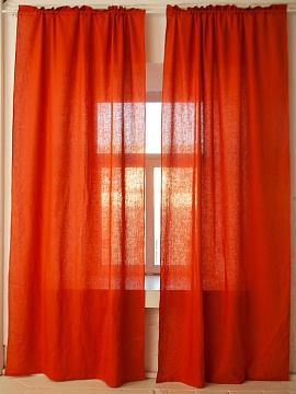 Шторы льняные Классика-2 цвет терракот