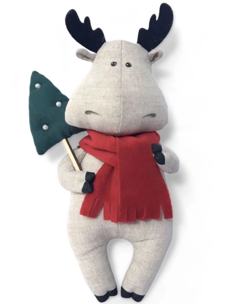 Льняной сувенир Олененок с ёлочкой