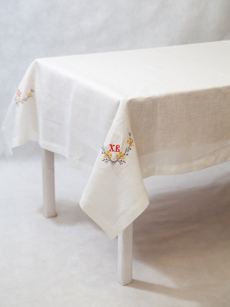 Скатерть льняная Светлая Пасха цвет белый