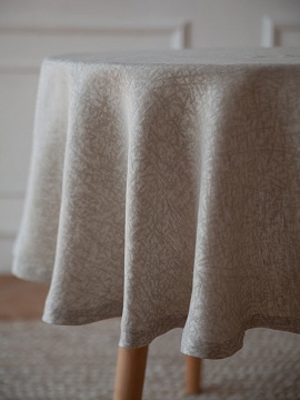 Скатерть льняная Морозная роспись круглая без салфеток