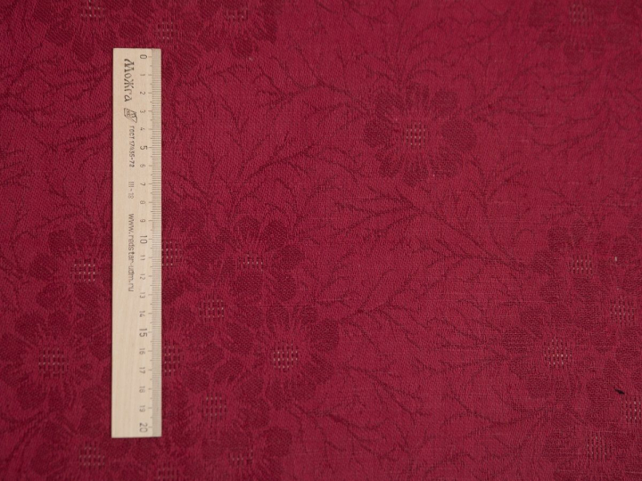 Ткань льняная Космея бордо