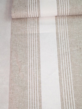 ОСТАТОК меньше метра Ткань льняная Серые полосы арт.8792