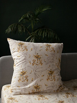 Льняная наволочка квадратная Балерины