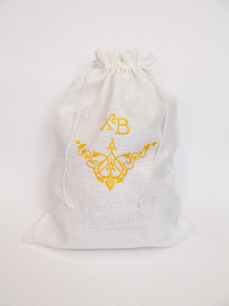 Мешочек льняной с вышивкой ХВ вензель