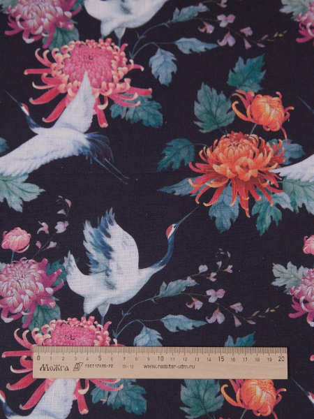 Ткань льняная Аисты