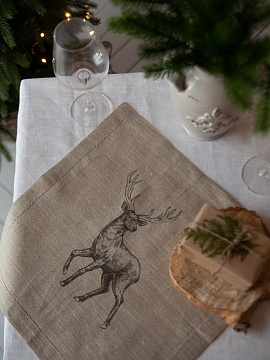 Салфетка льняная Олень