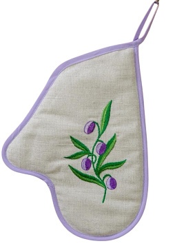 Прихватка льняная с вышивкой Маслины