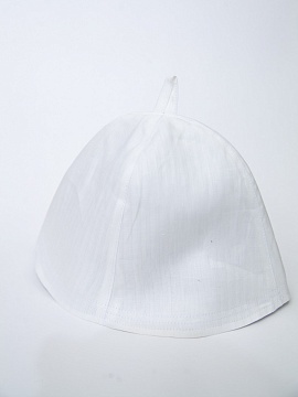 Шапка льняная для бани белая в полоску