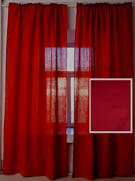 Шторы льняные Классика-2 цвет бордо