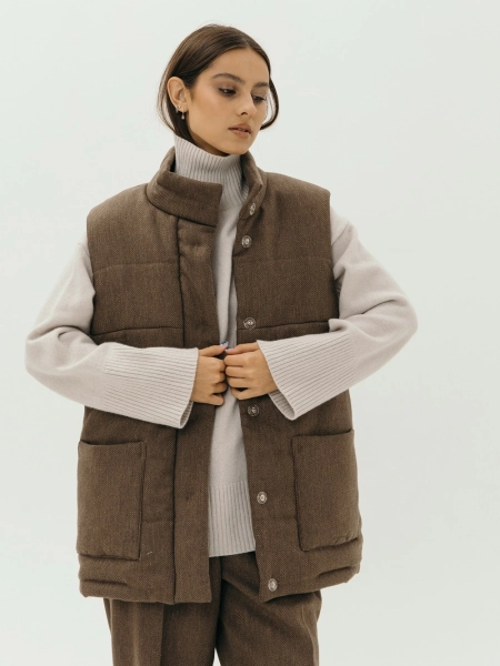Жилет стеганый wool Snezhno limited chocolate