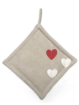 Прихватка льняная Влюбленное сердце