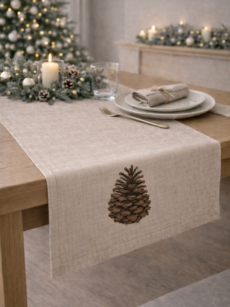 Дорожка льняная Шишка