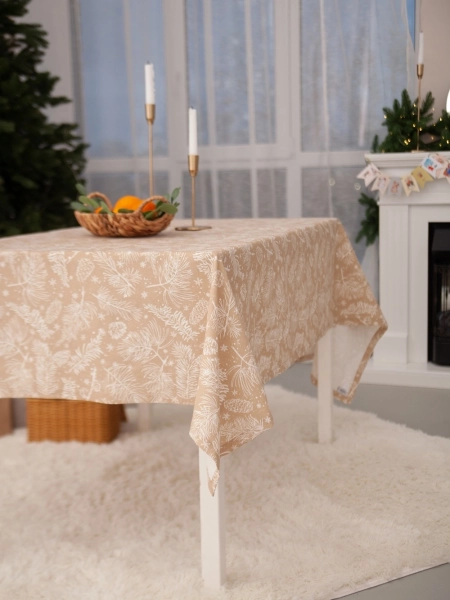 Скатерть льняная Хвойная стужа без салфеток