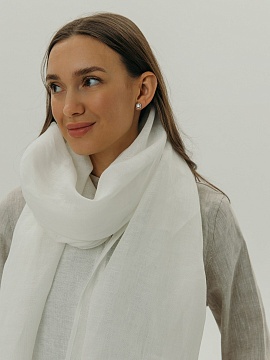 Льняной палантин цвет белый