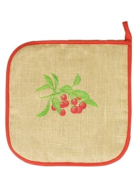 Прихватка льняная с вышивкой Рябиновая