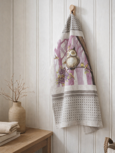 Полотенце льняное Совиная весна