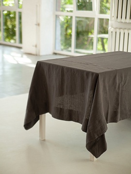 Умягчённая скатерть премиум Stone wash graphite