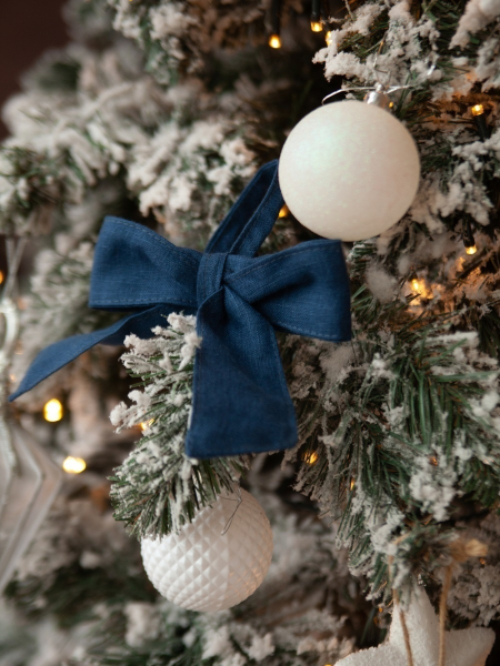 Набор Новогодних Бантов на елку цвет синий