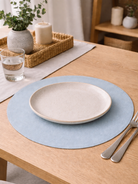 Салфетка круглая изо льна цвет бирюза
