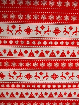 Ткань льняная Северные олени на белом