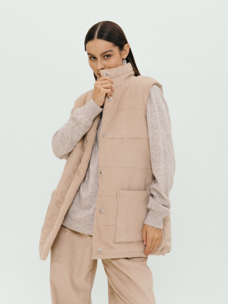 Жилет стеганый velvet Snezhno limited beige