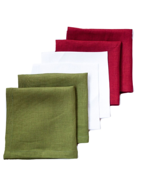 Набор льняных салфеток Новогодний цвет