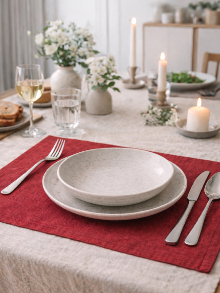 Плейсмат льняной цвет бордо