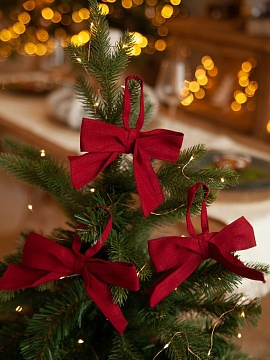 Набор Новогодних Бантов на елку цвет красный