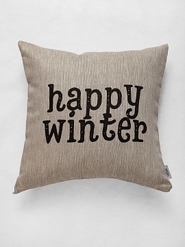 Декоративная наволочка изо льна Счастливой зимы
