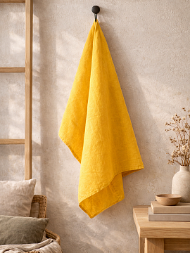 Полотенце льняное цвет желтый