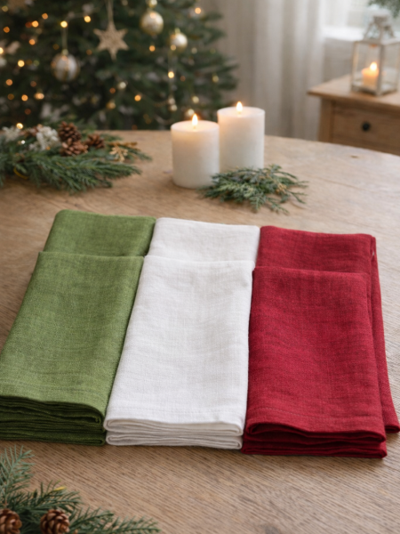 Набор льняных салфеток Новогодний цвет