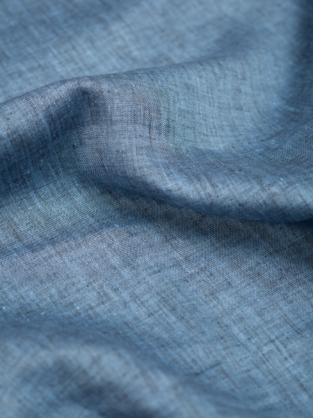 ОСТАТОК меньше метра Ткань изо льна Синий меланж арт.386