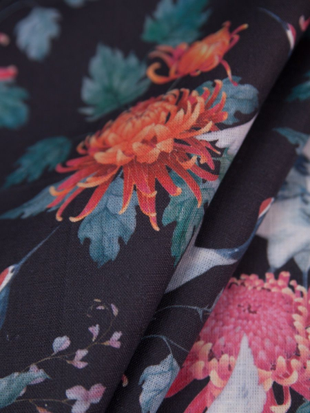 Ткань льняная Аисты