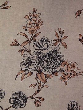 Ткань льняная Пионы