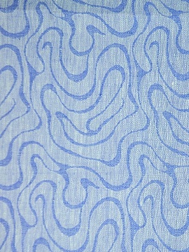 ОСТАТОК меньше метра Льняная ткань Волны цвет синий арт.298В