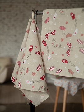 Полотенце льняное новогоднее Варежки