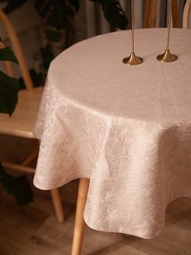 Скатерть льняная круглая Крокус без салфеток