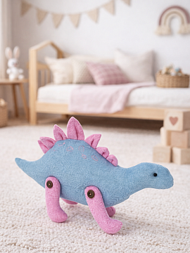 Льняной сувенир Динозавр голубой