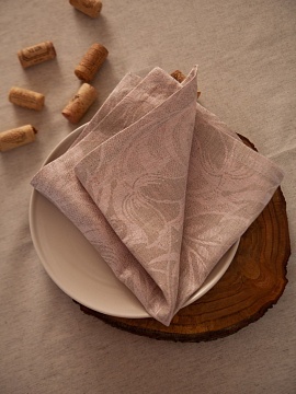 Салфетка льняная Розовые листья