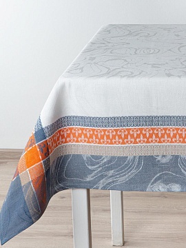 Скатерть льняная Мраморная лилия без салфеток