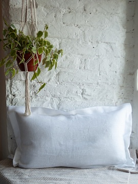 Льняная наволочка прямоугольная Ушки цвет белый