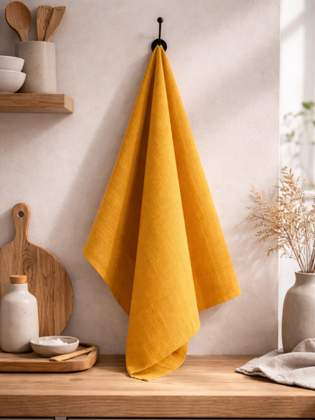 Полотенце льняное Горчичное